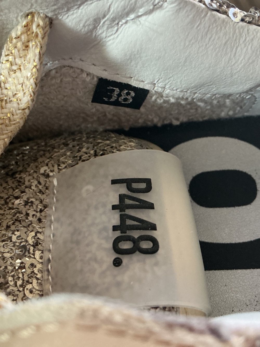P448 Sequin Sneakers GOLD and CREAM sequin New size 38 - Picture 6 of 6
